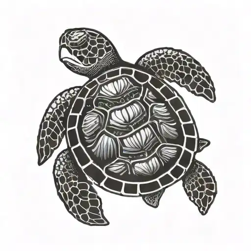 Sea Turtle And The Shape Of Grand Cayman Island In The Shell Pattern