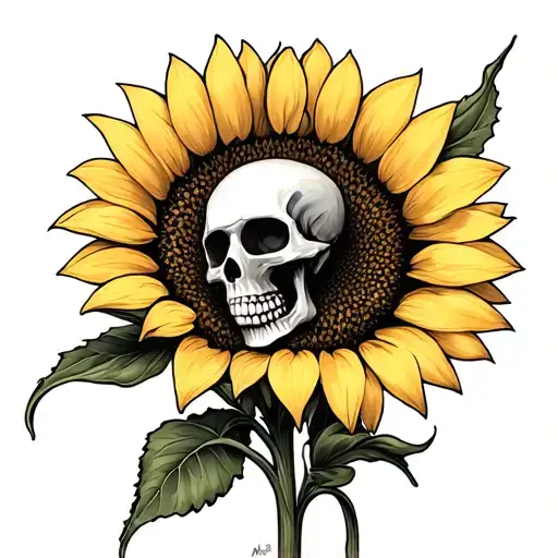 Small Skeleton Holding Onto A Sunflower