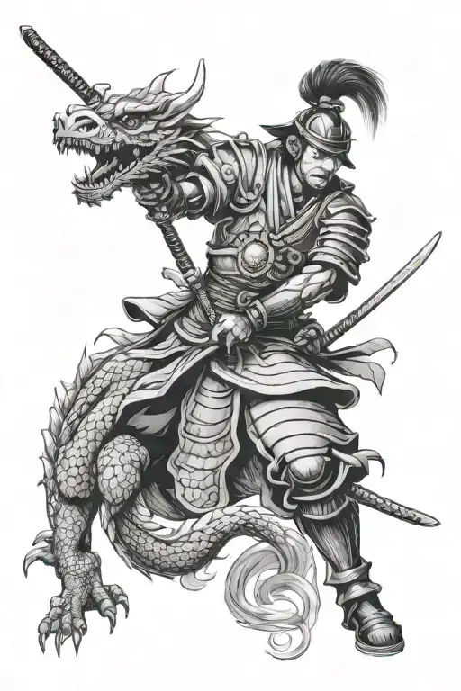 Black Samurai With Dragon