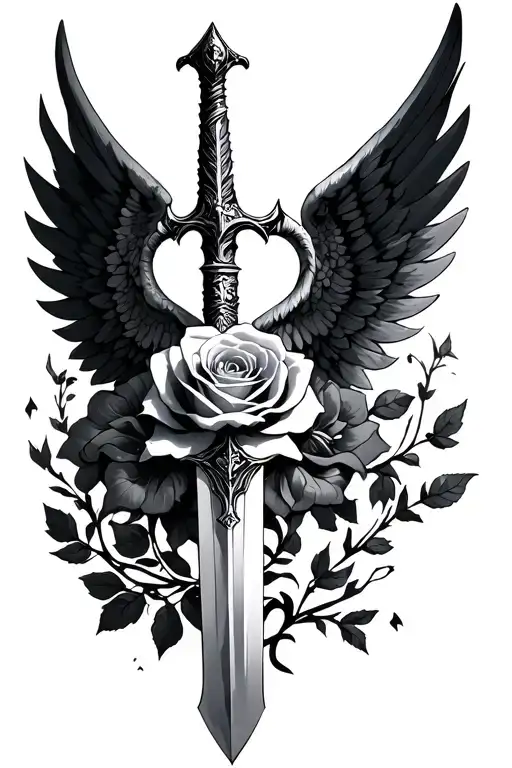 Cerberus Sword Rose Wings Libra