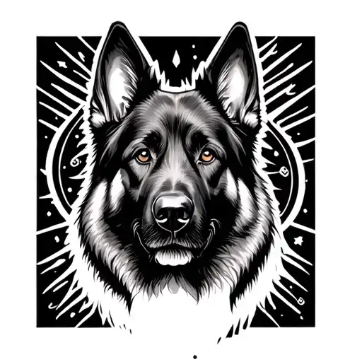 All Black German Shepherd Head