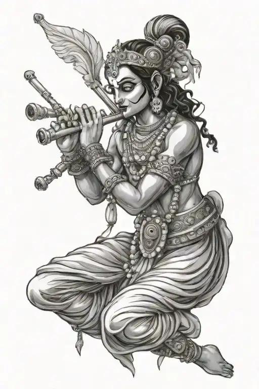 Death Playing Flute Like Krishna God Hindu