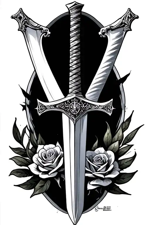 Sword With Christian Corolla Around It