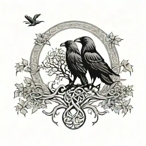 Celtic Tree Of Life Sun And Moon 2 Ravens