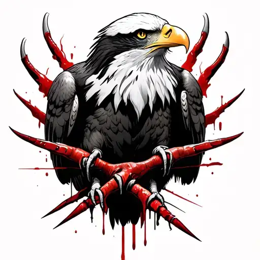 Bald Eagle With Bloody Claws Stuck In Human