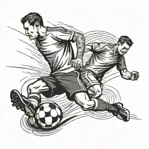 Two Soccer Player Kicking