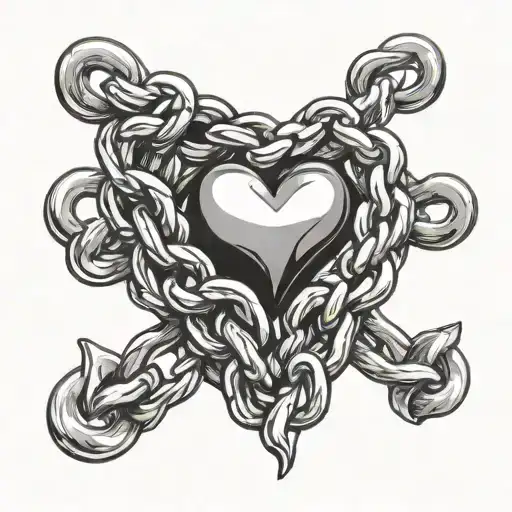 Chain Heart In Marine Or Anchor Chain Link