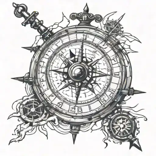Jack Sparrow's Compass On Map Outline