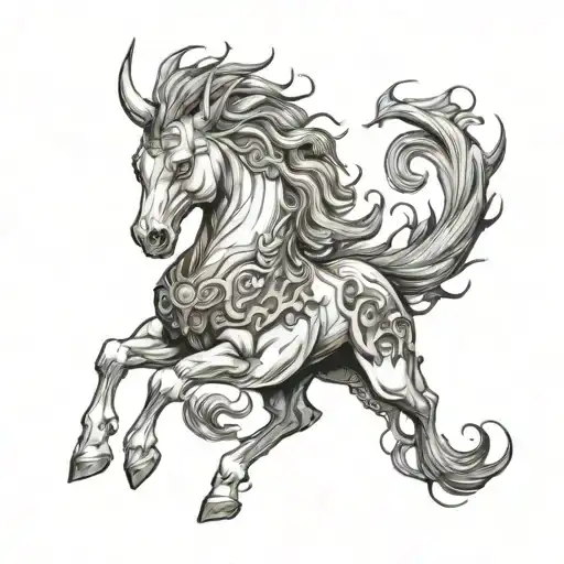 Qilin Realistic Horse Tattoo Simple