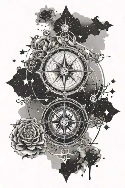 Map Sky Stars Compass Rose