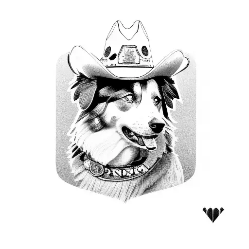 Australian Shepherd In Cowboy Hat