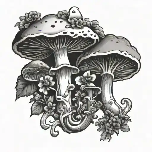 Flowery Scottish Cost Of Arms With Mushrooms Growing