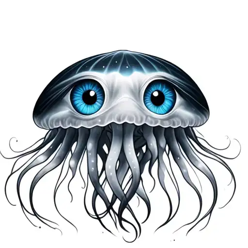 Black And White Jellyfish With Blue Eyes