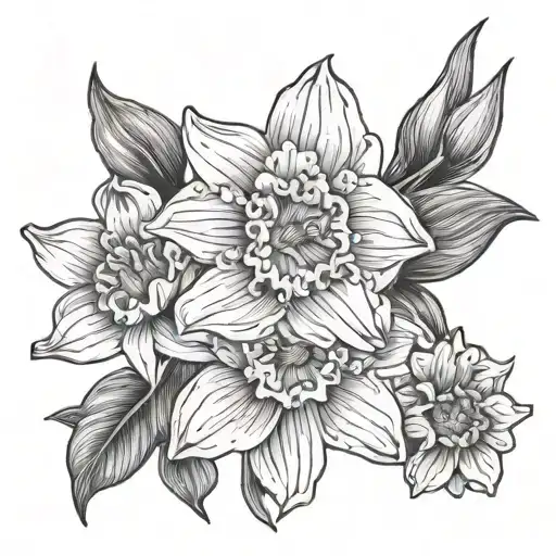 Daffodil X2 With A Daisy In The Middle