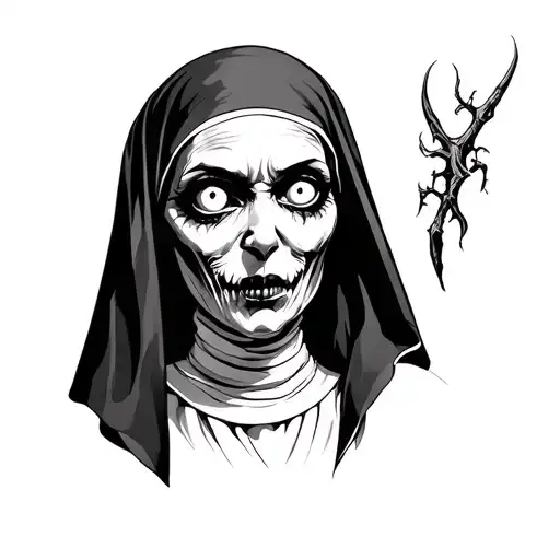 Scary Nun With White Eyes
