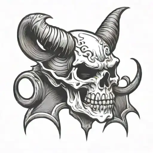 Devil Blows In Horn Skull