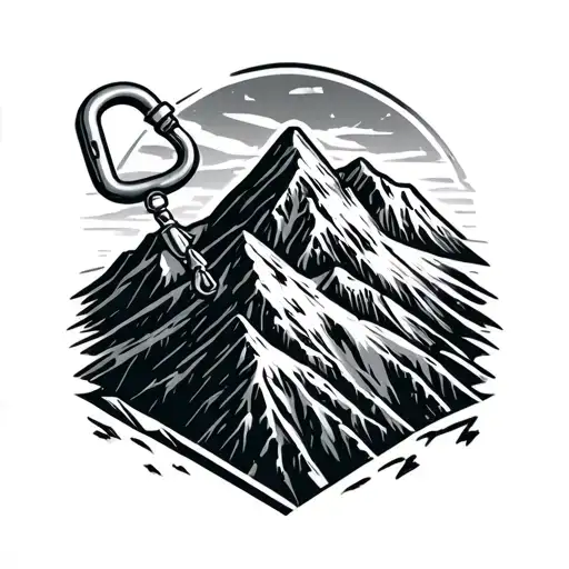 A Mountain Range In A Climbing Carabiner And Safety Not
