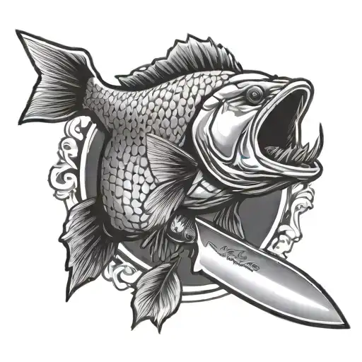 Chef Knife And Murray Cod Fish