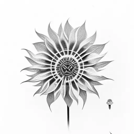 An Intricate Black And Grey Dandelion Flower With Geometric Patterns Incorporated