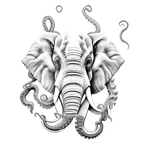 Elephant Head With An Octopus Tentacles