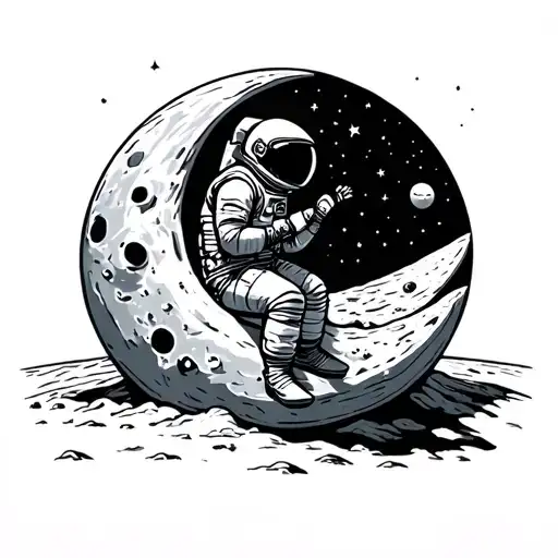Astronaut Sitting On Top Of The Moon