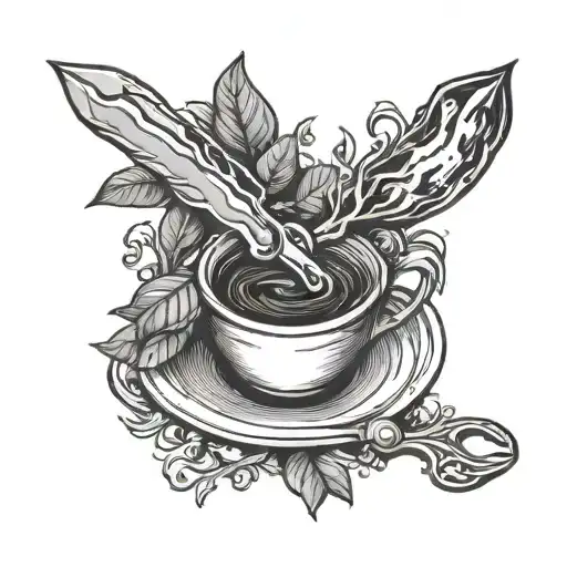 A Coffee Plant Intertwined With A Chef's Knife To Represent Your Love For Both Coffee And Cooking