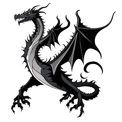 Dragon With Neotribal And Blackout