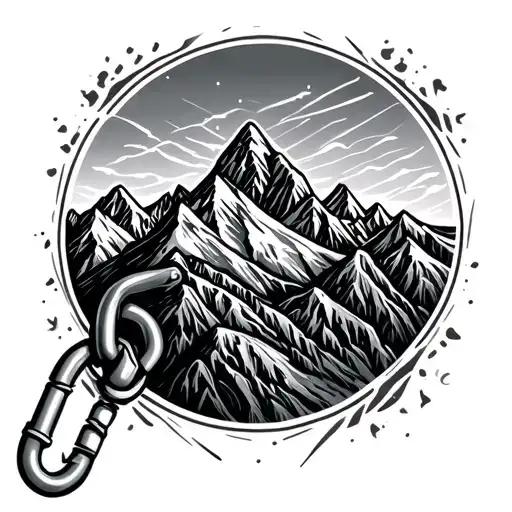 Climbing Carabiner With Mountain Range