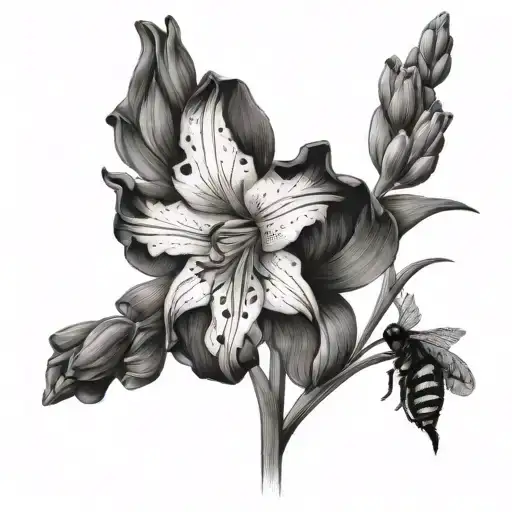 Gladiolus Forget Me Not Flower With Bee