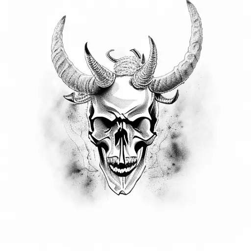 Skull With Horns Crying Blood