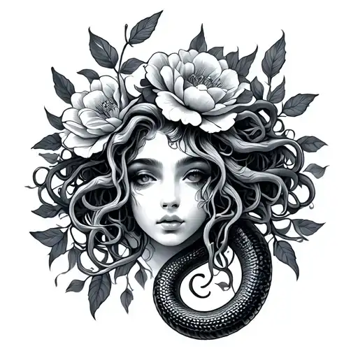 Medusa Snake And Flower