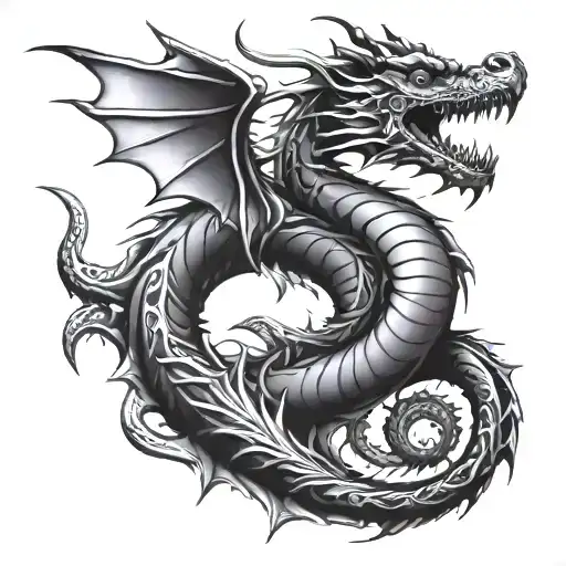 Dragon Tattoo On The Bicep Area That Looks Like A Bracelet