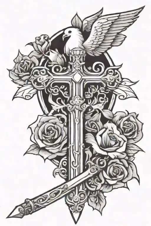 Sword With A Dove And Cross Spine