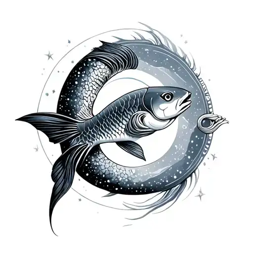 Pisces Sign With Heaven In Background And Colors In