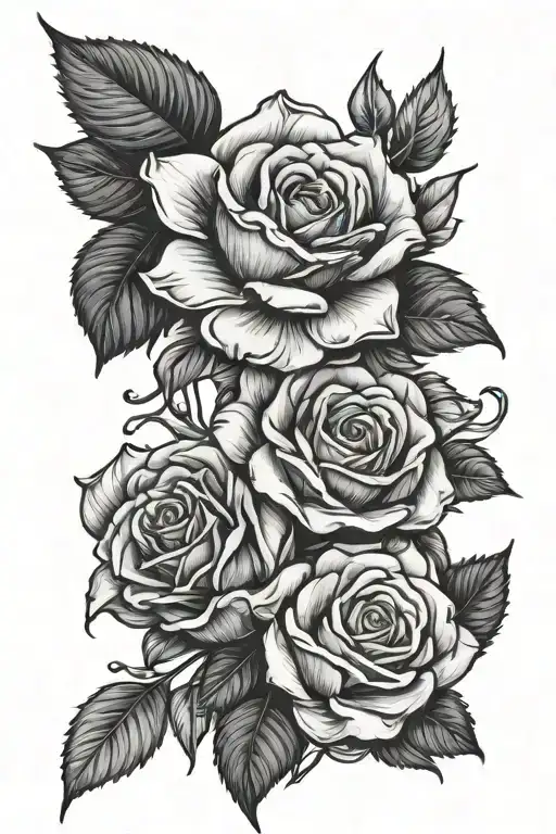 Black And White Honeysuckle And Rose Flower Tattoo With Jacob Allen In Stem