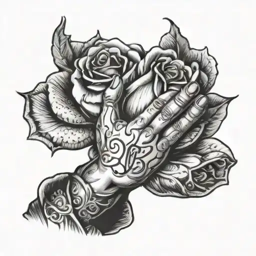 Praying Hands With Rose Underneath
