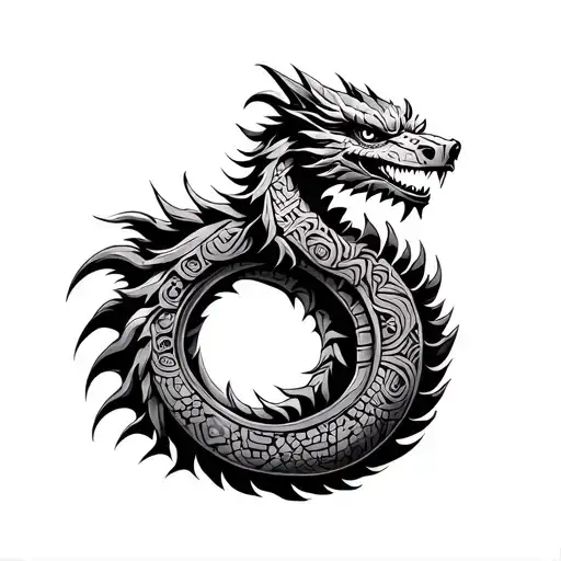 Aztec Dragon Circled