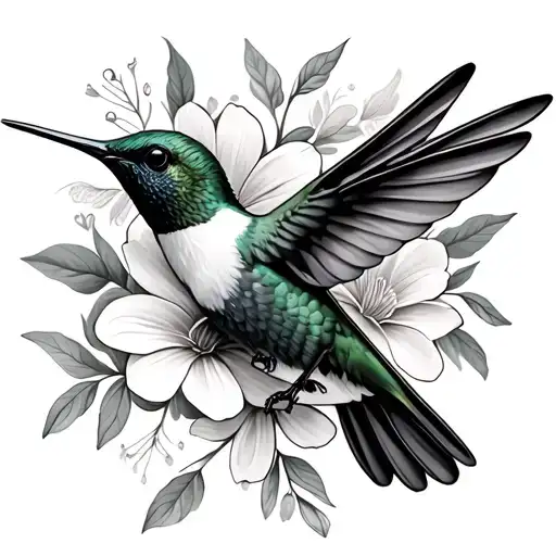 Birth Flowers For May June August With Hummingbird Hovering