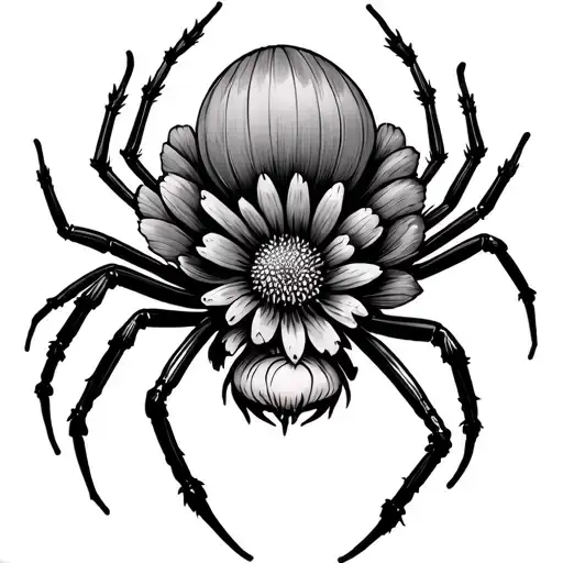 Spider With A Part Web Part Flower