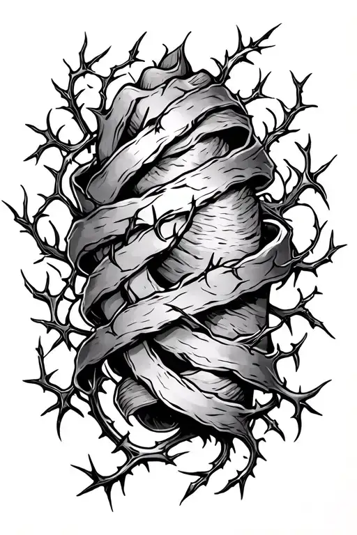 Vine And Thorns Wrapped Around Elbow That Run Down Forearm