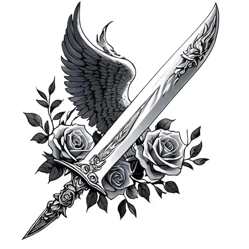 Roses Angel Sword Fire