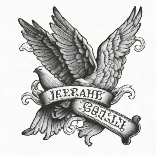 Prayer Hands With Doves Flying With Jeriah Reign Bailey Name Written In Pretty Font Memorabilia