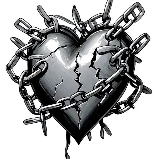 Broken Heart With Chain Wrapped