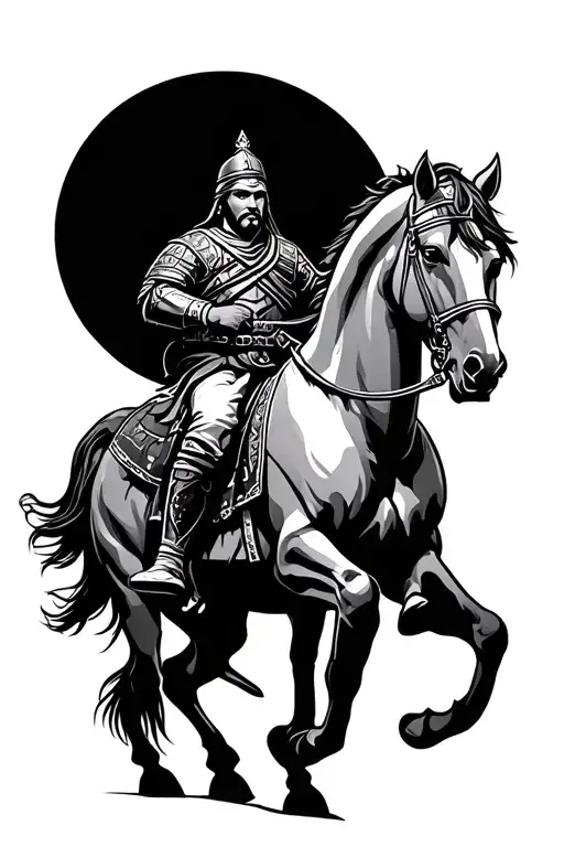 Black King Muslim Warrior On A Horse