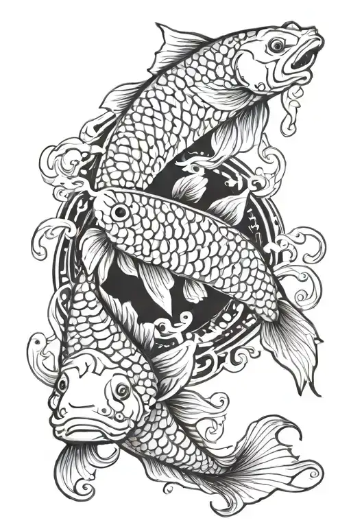 Pisces Zodiac Sign Intertwined With Koi Fish Transforming