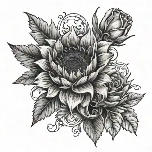 Sunflower And Roses With Name Tag