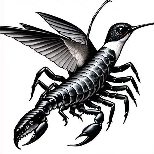 Scorpion Eating A Hummingbird