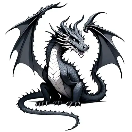 Dragon Sitting Alone Peaceful Feminine