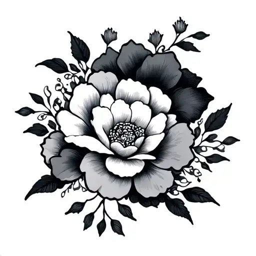 Chinese Tattoo With Flowers