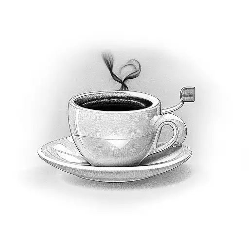 Incorporate A Coffee Cup With A Computer Mouse And Keyboard